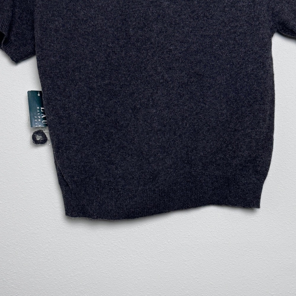 Lauren Ralph Lauren Luxe Essentials Cashmere Short Sleeve Sweater Charcoal PM - Picture 6 of 10